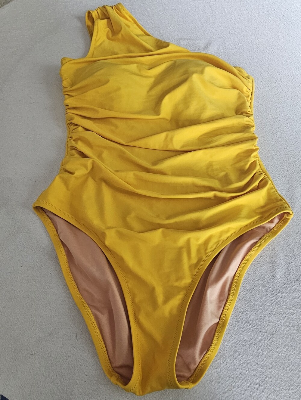 J. Crew Canary Yellow One-Shoulder One Piece Ruched Swimsuit